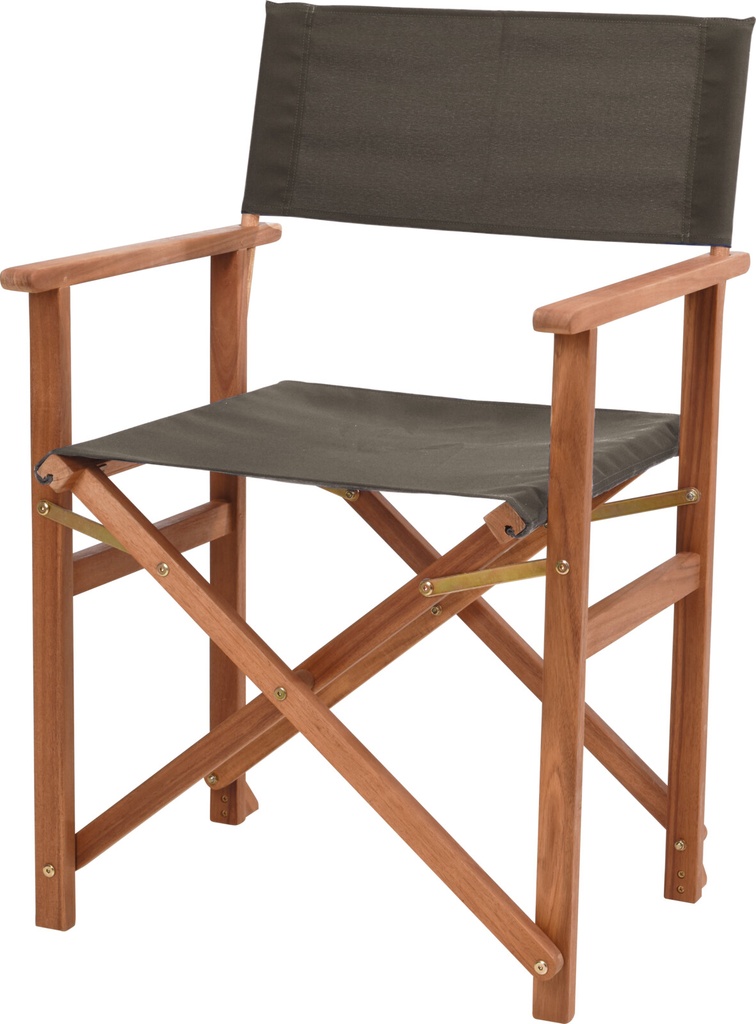 CHAISE DE DIRECTION - BOIS D'ACACIA ET TISSU VERT - EXTERIEUR