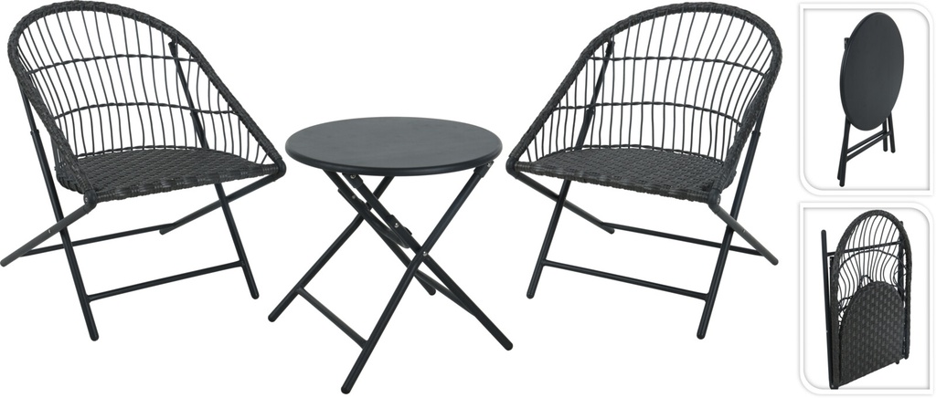SET POUR JARDIN EN METAL - PLIABLE - 3 PIECES 