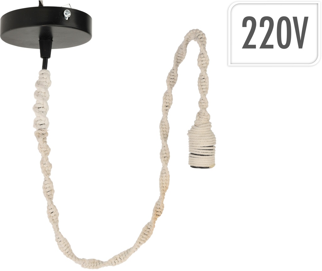 CABLE DECORATIVO PARA COLGAR LAMPARA - CUERDA TRENZADA NATURAL - 90CM