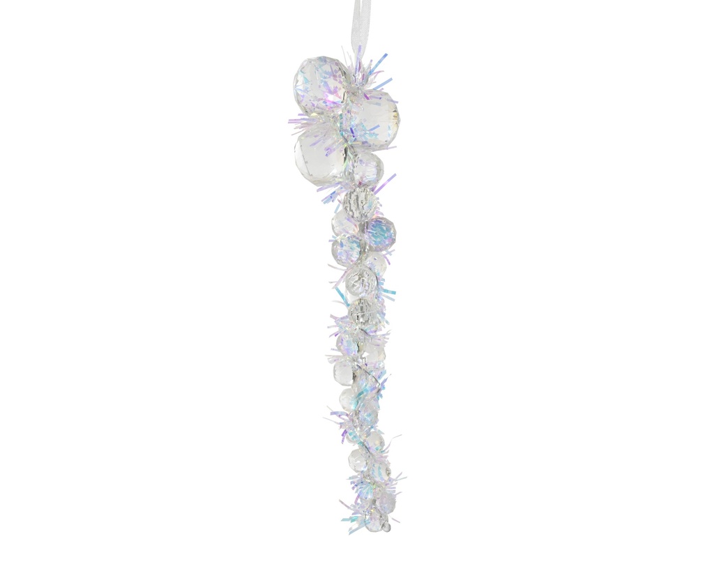 ***ICICLE ACRYLIC TINSEL CLEAR/IRIS dia4.00-H17.00cm