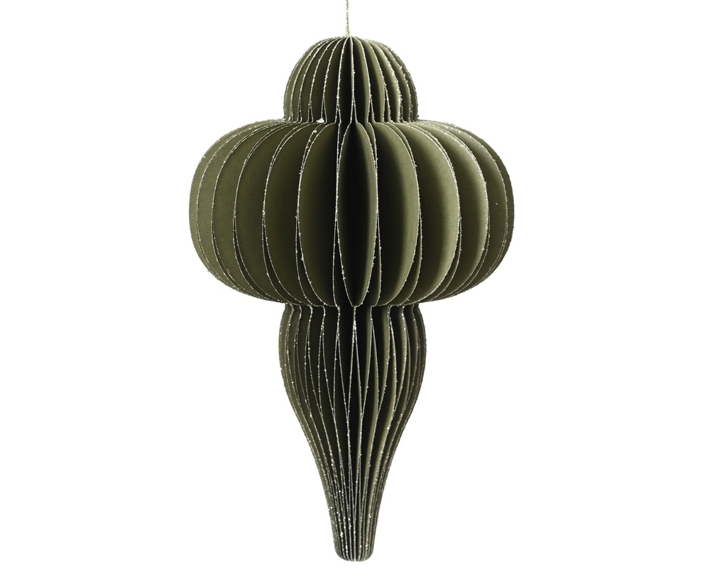 ***ORNAMENT PAPER GREEN dia9.00-H15.00cm