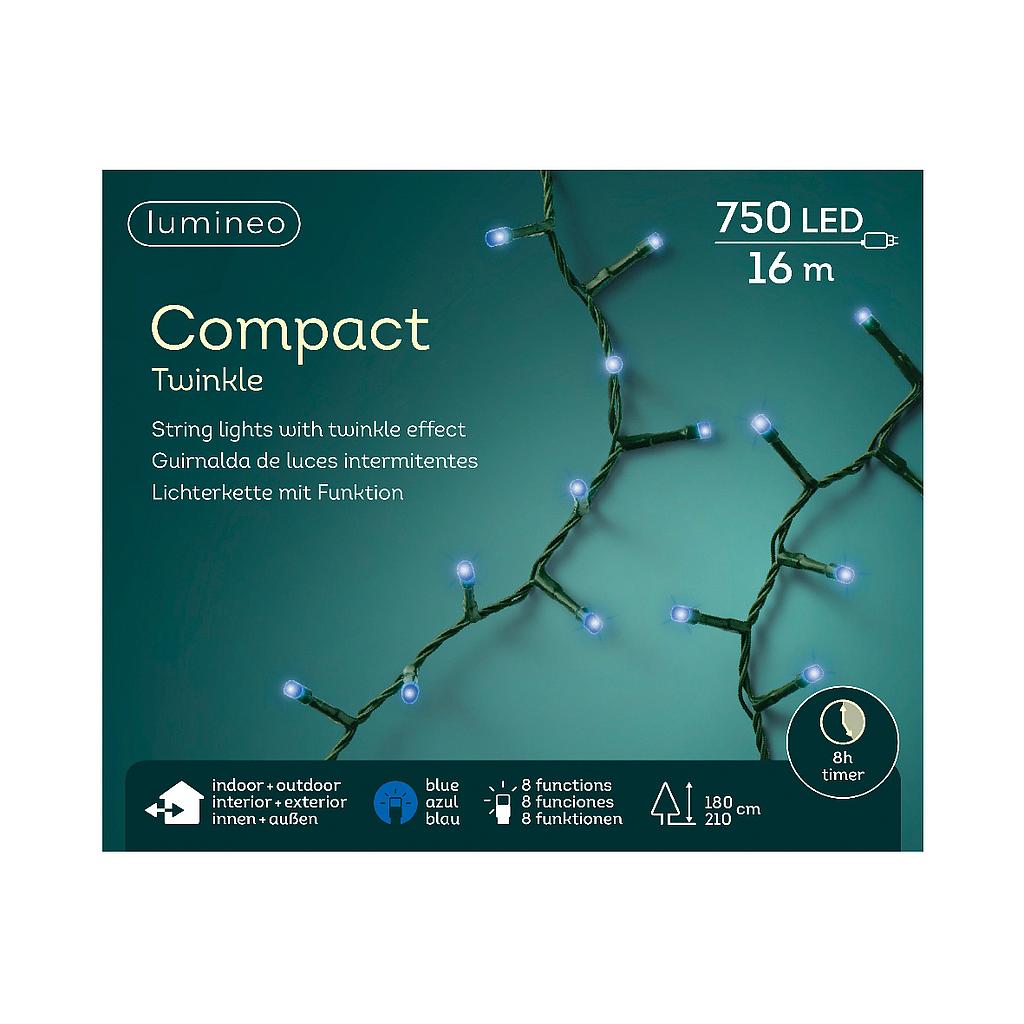 GUIRLANDE COMPACT 1600CM-750LED/BLEUE/TWI/TIM/EXT