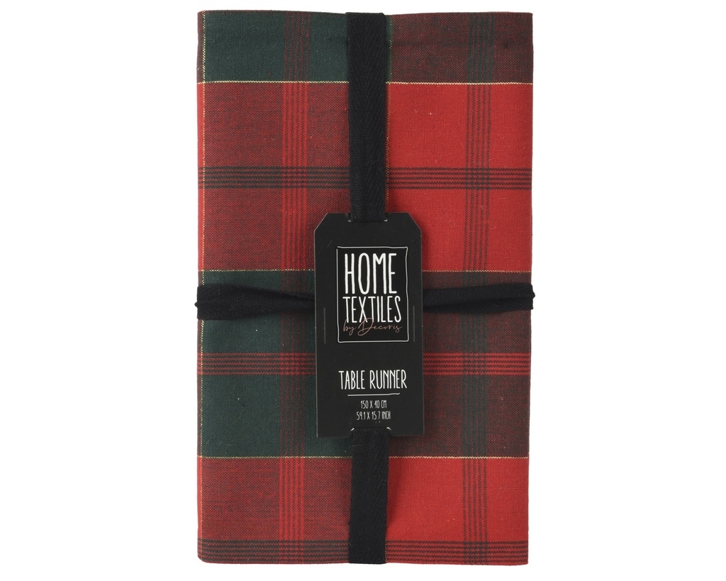 ***TABLERUNNER COTTON GREEN/RED L150.00-W30.00-H0.10cm