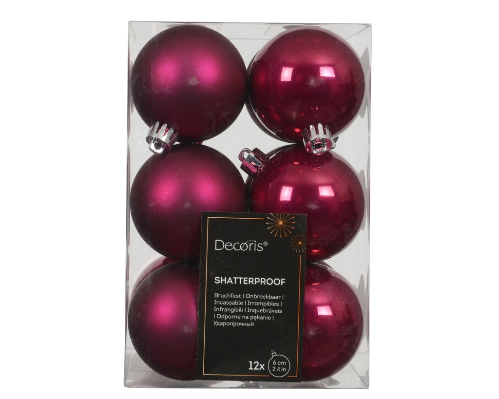 ***BAUBLES POLYSTYRENE FESTIVE PINK dia6.00cm