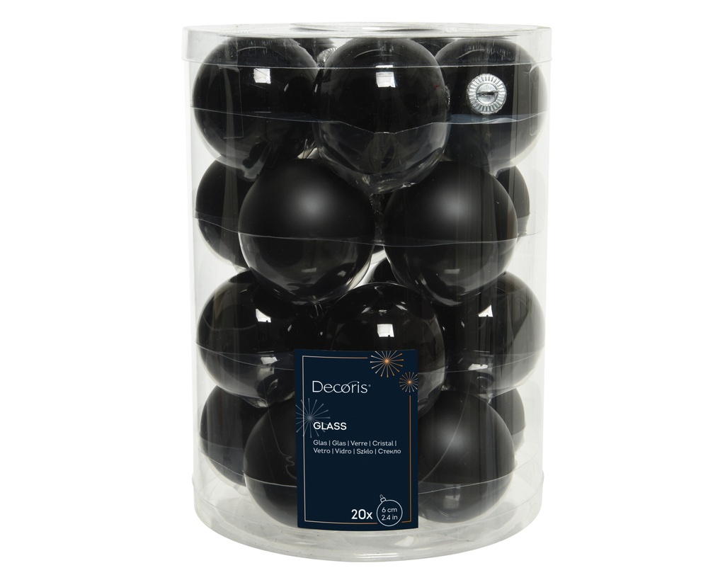 ***BAUBLES GLASS BLACK dia6.00cm