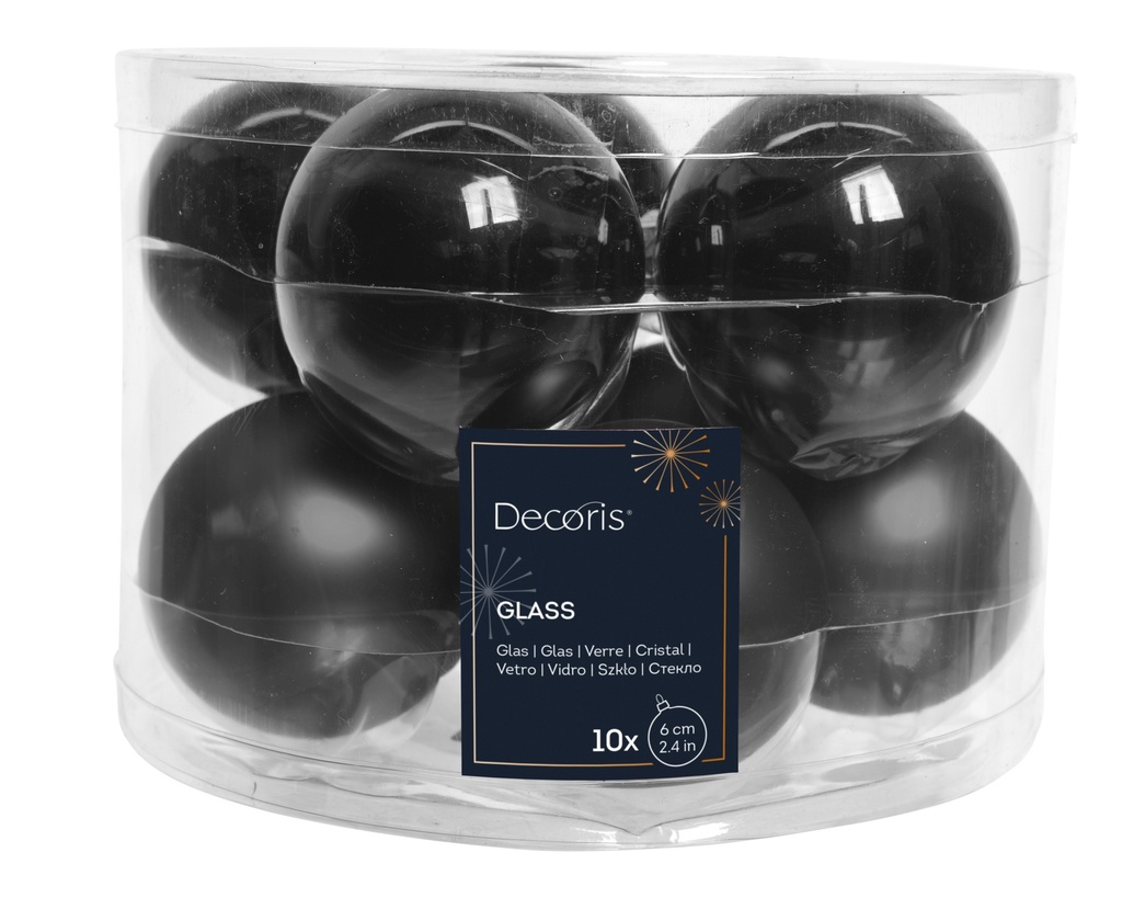 ***BAUBLES GLASS BLACK dia6.00cm
