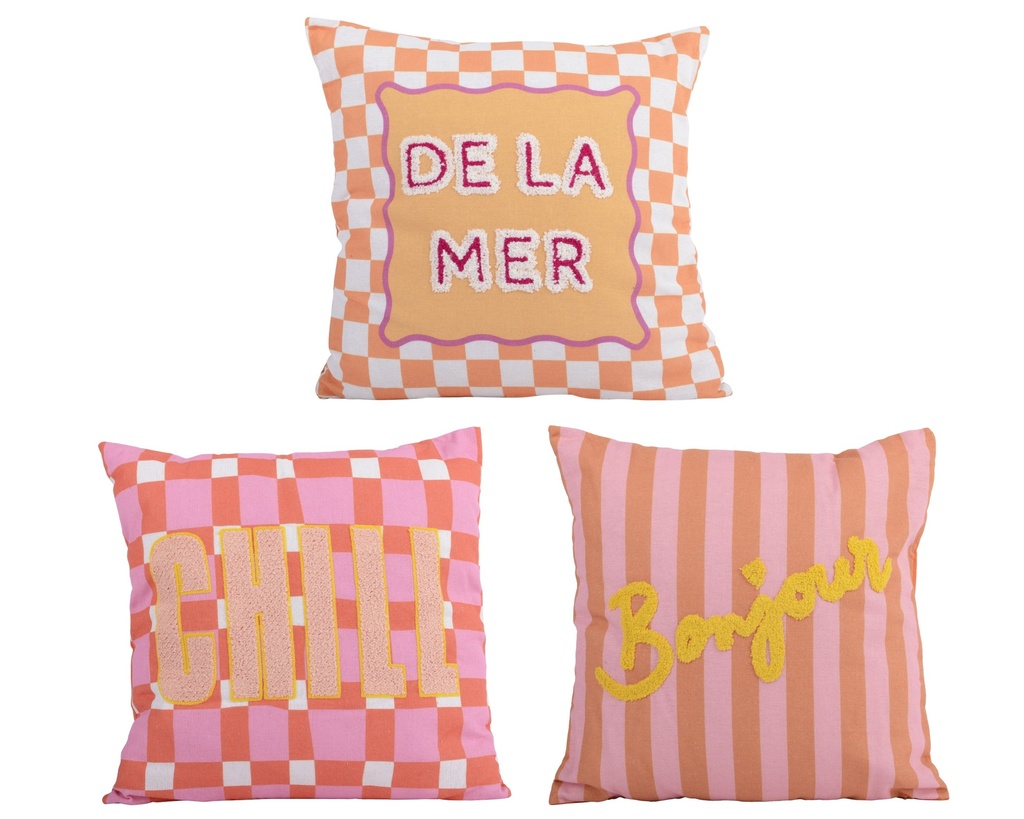 ***CUSHION POLYESTER COTTON ASSORTED L3-W45-H45cm
