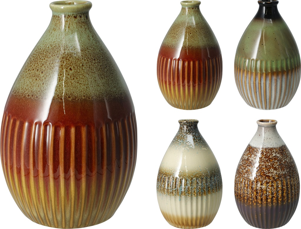 VASE CERAMIQUE - 26CM - 4 COULEURS - PRIX UNITAIRE