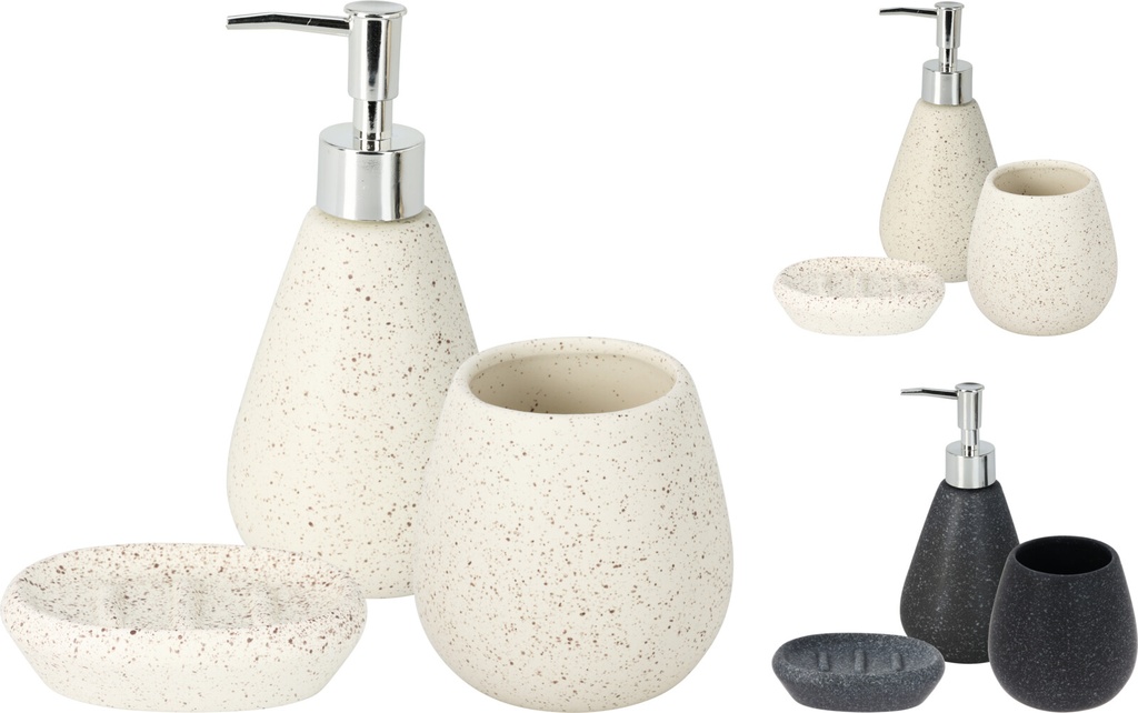 SET POUR SALLE DE BAIN - 3 ASSORTIMENTS - 2 COULEURS - PRIX PAR SET 
