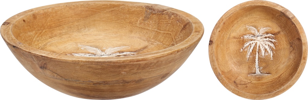 BOL EN BOIS DE MANGUIER AVEC DESIGN DE PALMIER 