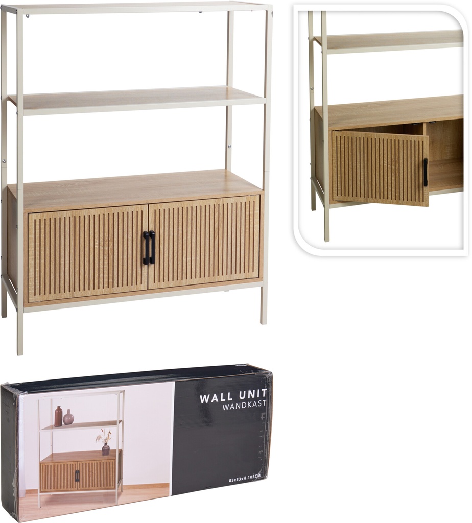 ETAGERE MDF ET METAL CREME