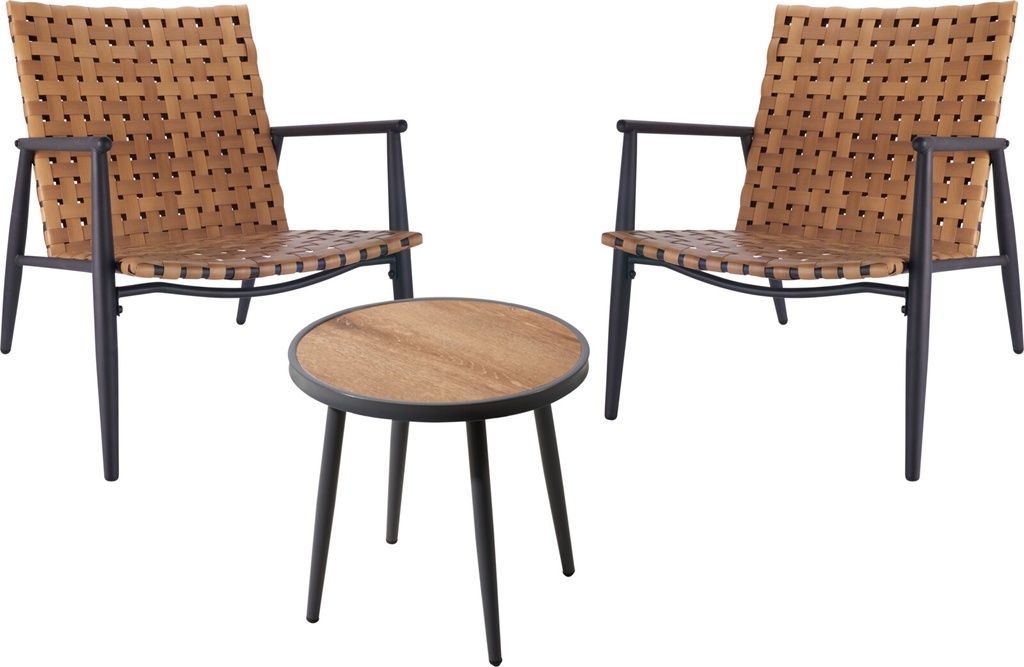 ENSEMBLE DE JARDIN EN METAL ET WICKER - 3 PIECES