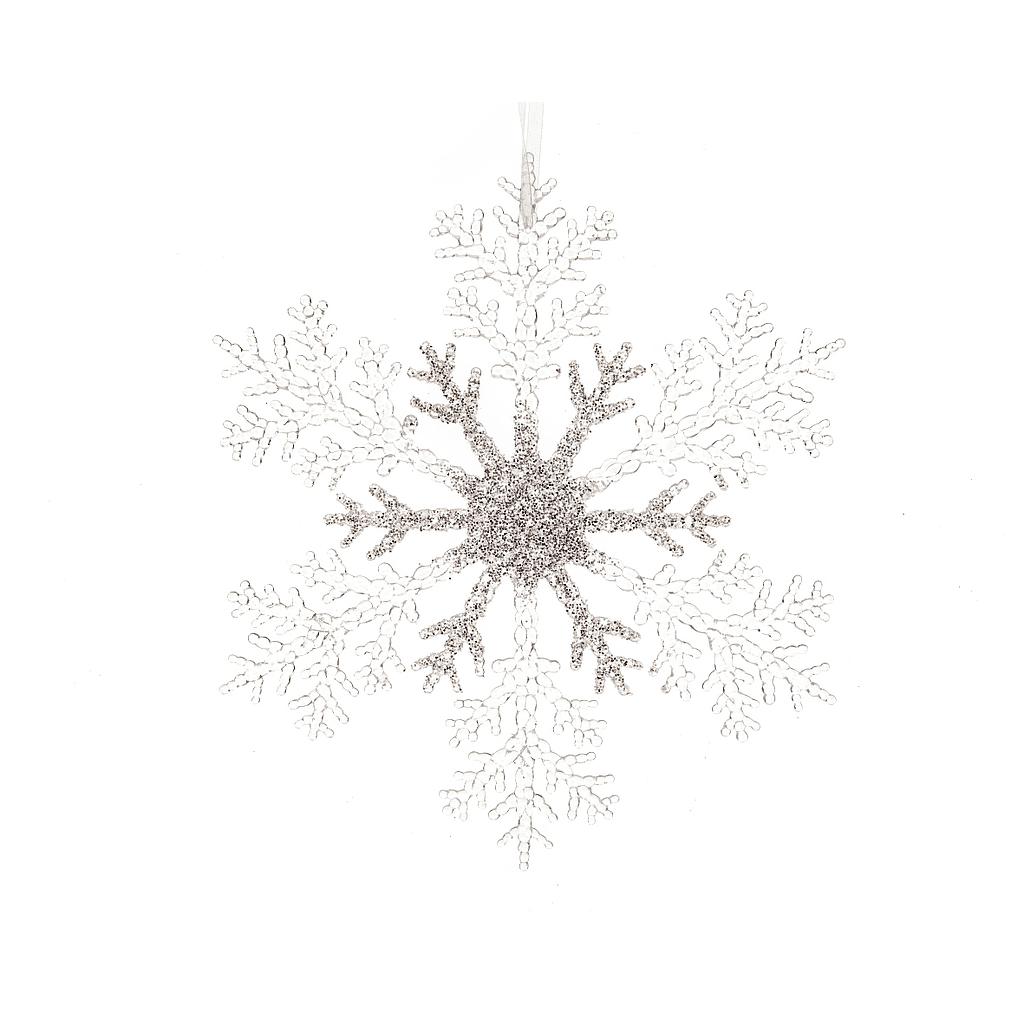 PLASTIC SNOWFLAKE WITH HANGER DIA21-H0.80CM