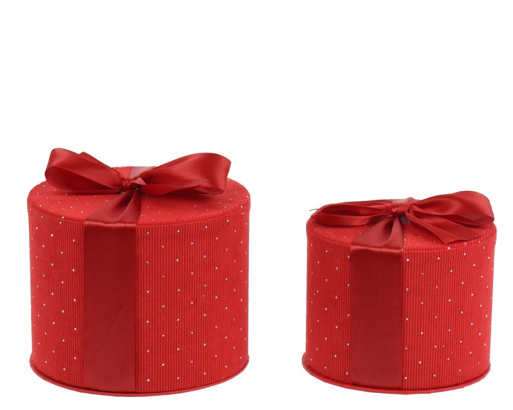 CAJAS DE REGALO DE CARTON - SET - RED dia16.00-H13.00cm  / dia14.00-H11.00cm