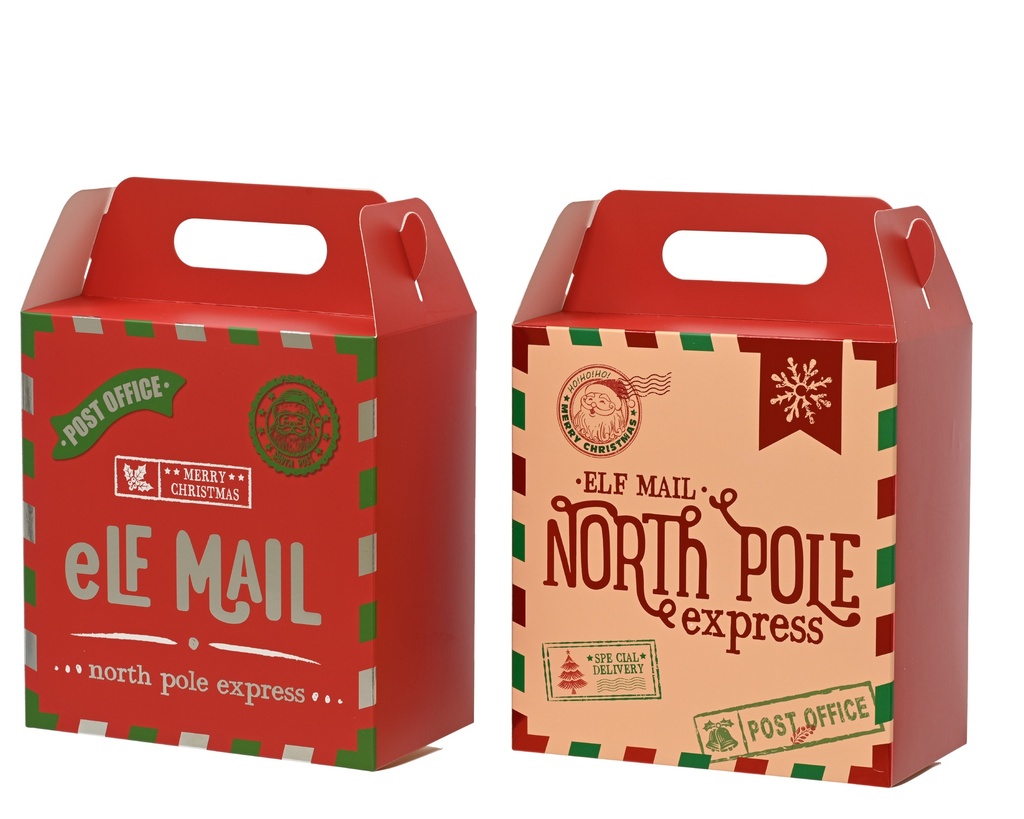 ***GIFTBOX PAPER ELF MAIL ASSORTED L11.50-W10.50-H21.80cm