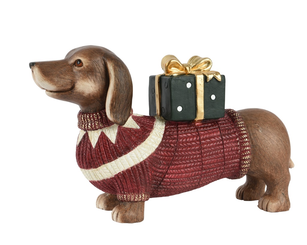 CHIEN SAUCISSE MAGNESIUM - ROUGE - L 47.00 x l 13.50 x H 28.00 cm 