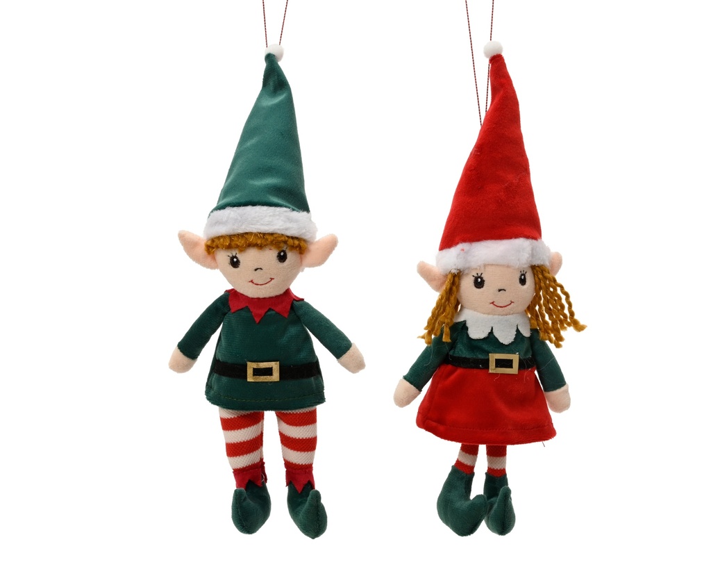 ***ELF POLYESTER STYROFOAM HARD BODY GREEN/RED L10.00-W5.00-H24.00cm