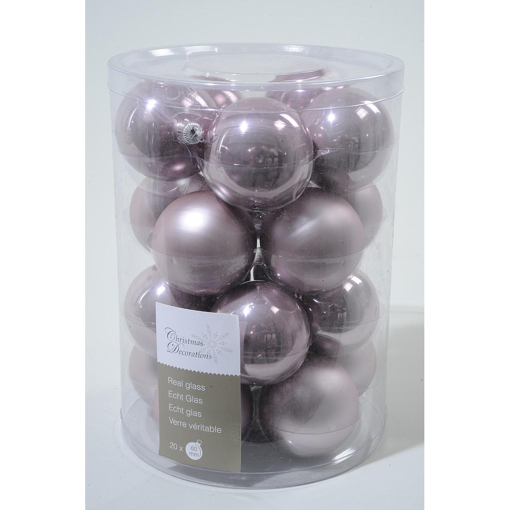 BOULE MAUVE/MAT/BRILLANTE 60MM 20 UNITÉS