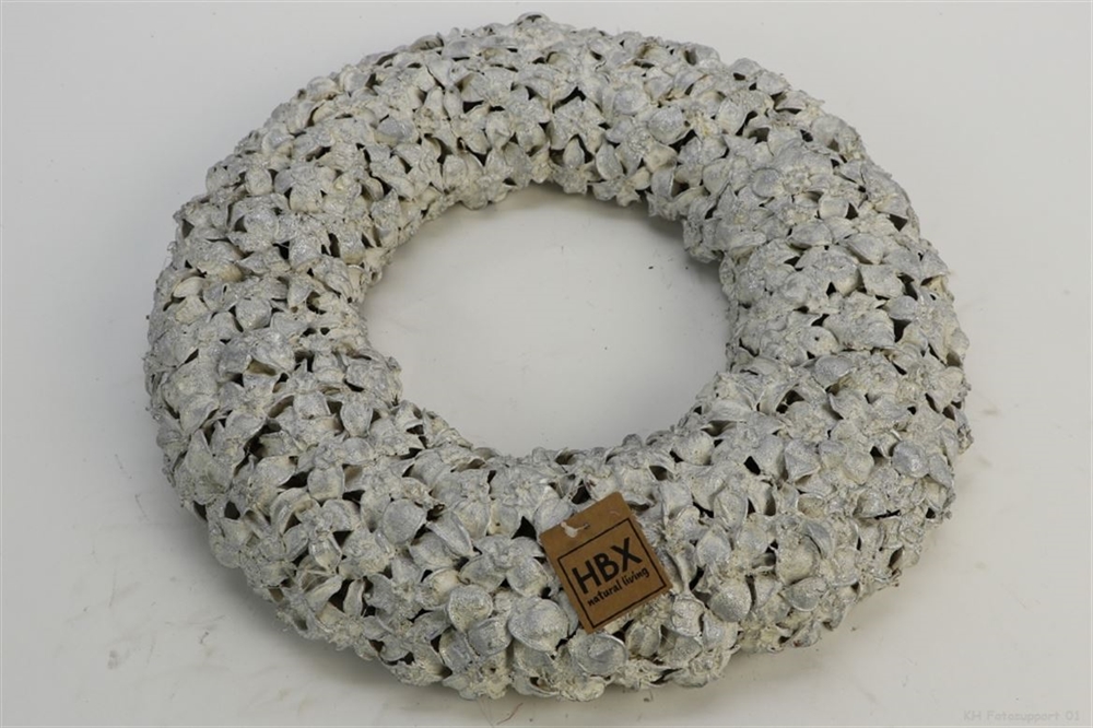 CORONA FRUTO ALG BLC/PLAT D45CM