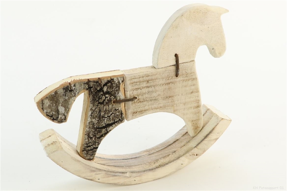 CABALLO BALANCIN BLANCO ENVEJECIDO 20CM