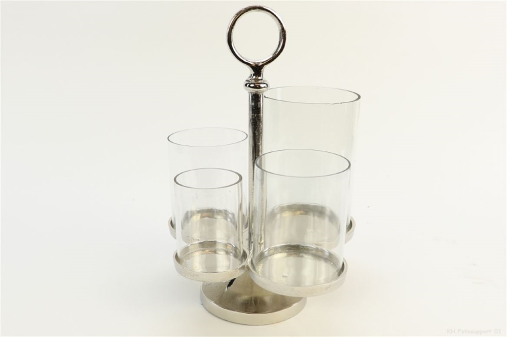 PORTAVELAS  CARRUSEL - PLATEADO - 4VELAS D25X37CM