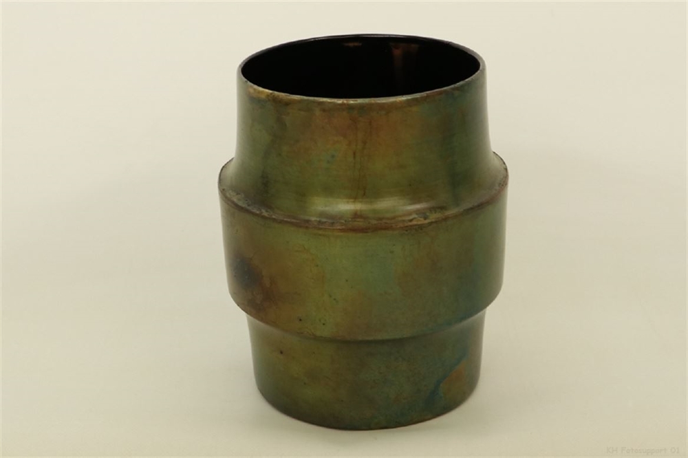 JARRON TIPO MORTERO-VERDE/COBRIZO- DIAM 17 X ALT 19,5CM