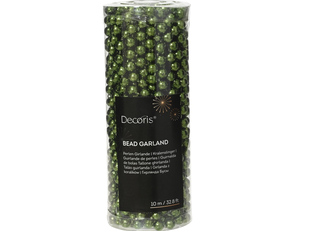 GUIRNALDA DE PERLAS DE POLIESTIRENO COLOR VERDE PINO dia0.80-L1000.00cm