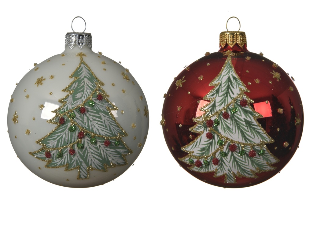 ***BAUBLE GLASS XMAS TREE ASSORTED dia8.00cm