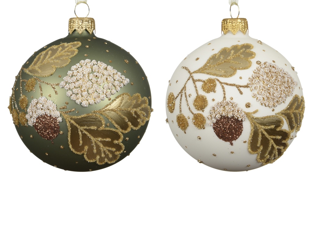 ***BAUBLE GLASS FALL BRANCH ASSORTED dia8.00cm