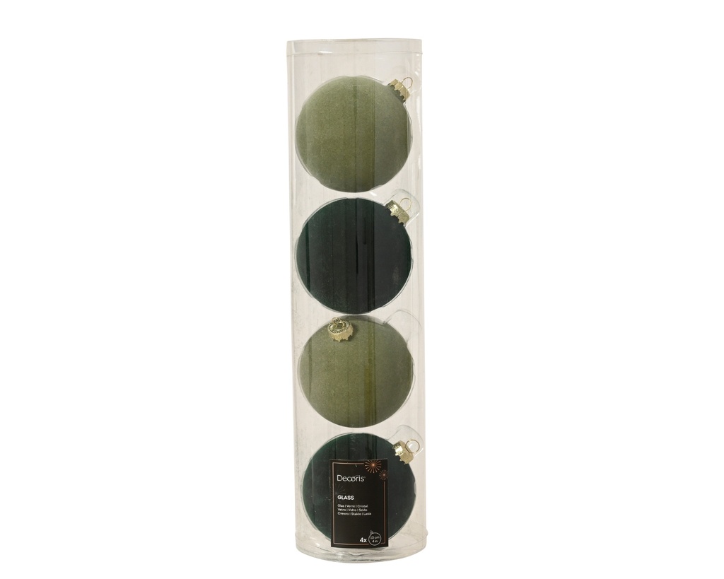 BOLA CRISTAL FLOCADO - VERDE - CAJA DE 4 BOLAS - dia10.00cm