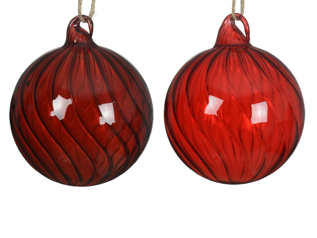 ***BAUBLE GLASS W SWIRL ASSORTED dia10.00cm