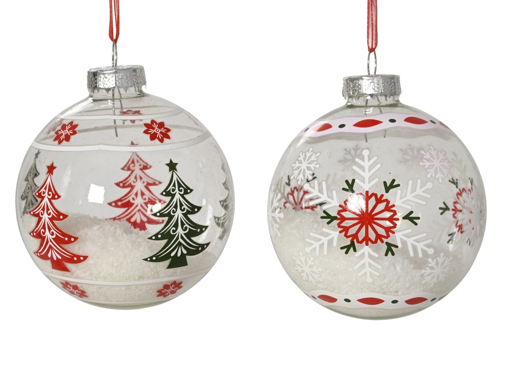 ***BAUBLES GLASS WITH SNOW INSIDE TRANSPARENT/COLOUR(S) dia8.00cm
