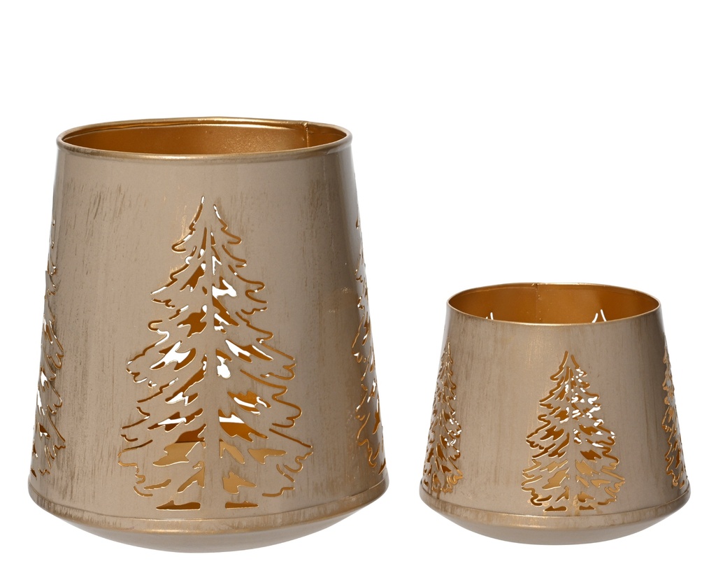 PORTAVELAS - IRON TAUPE - dia20.00-H24.50cm  / dia15.00-H13.00cm