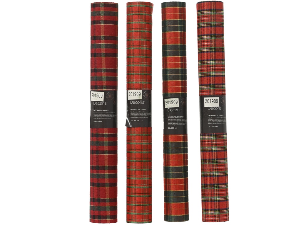 ***DECO FABRIC POLYESTER CHECK ASSORTED L200.00-W35.00-H0.10cm