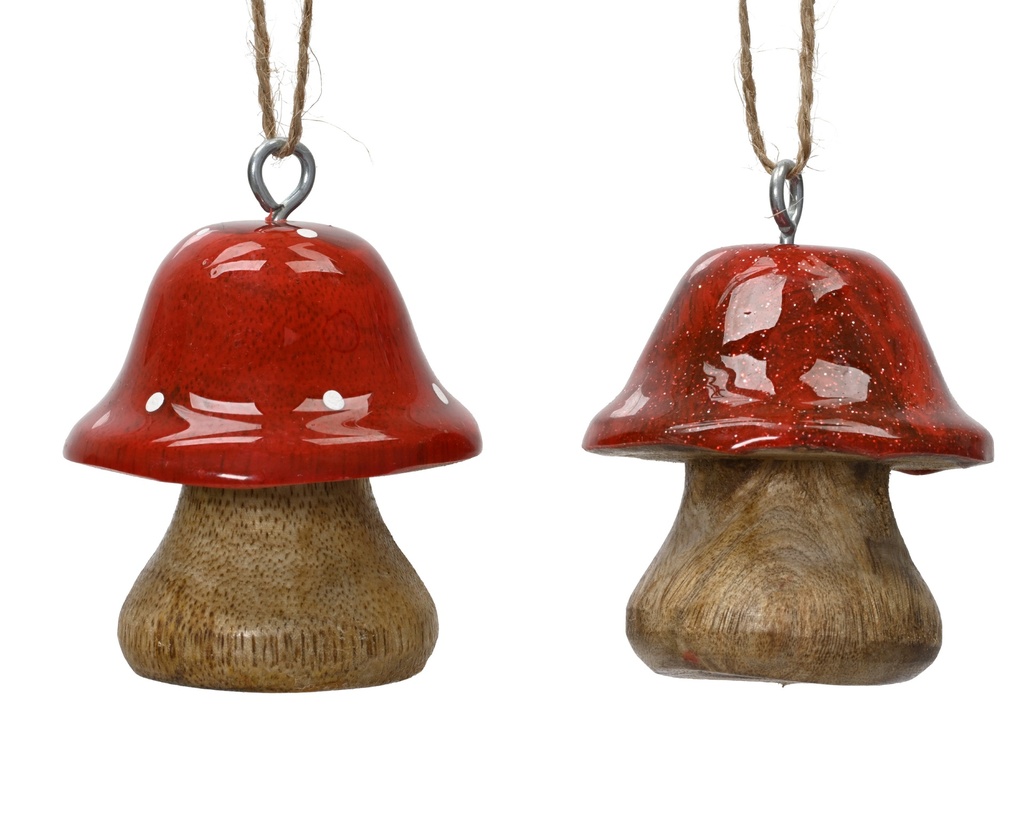 CHAMPIGNON EN BOIS DE MANGUIER A SUSPENDRE - 2 MODELES - PRIX UNITAIRE - dia 5.00 - H 5.00 cm