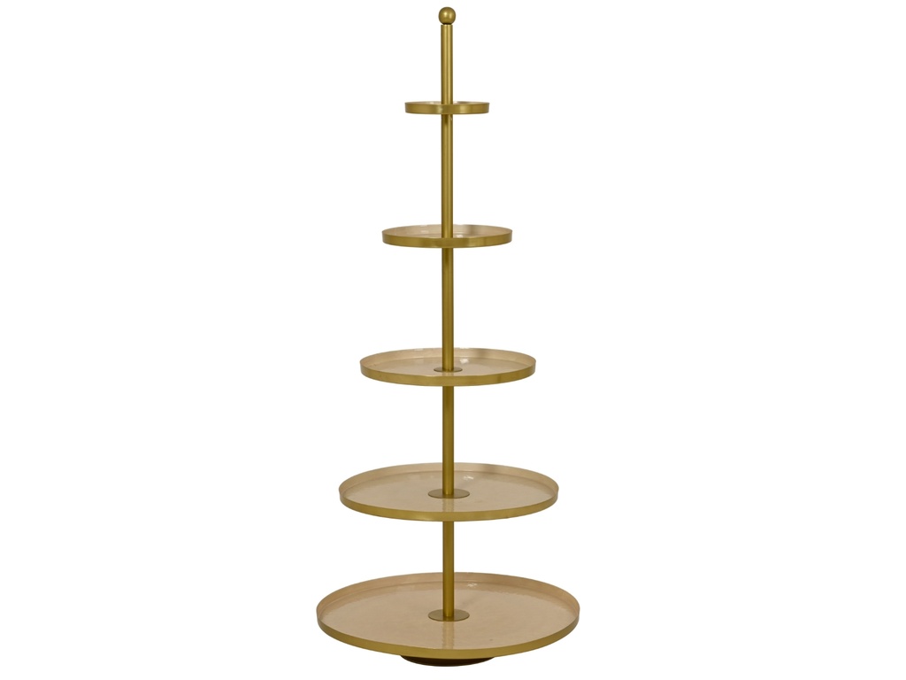 PLAT ROND OU ETAGERE EN METAL - COULEUR IVOIRE - dia. 58,00 cm - H 140,00 cm