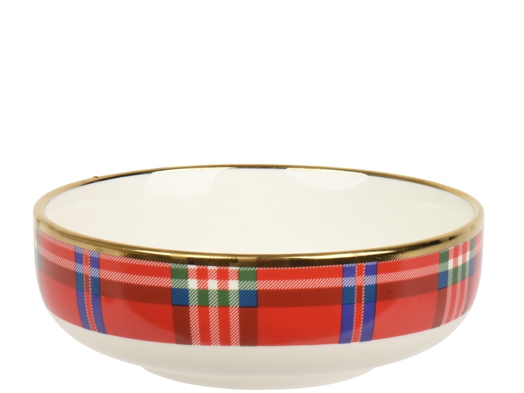 BOL EN PORCELAINE AVEC MOTIFS CARRES - 16,00 cm de dia, 5,80 cm de H