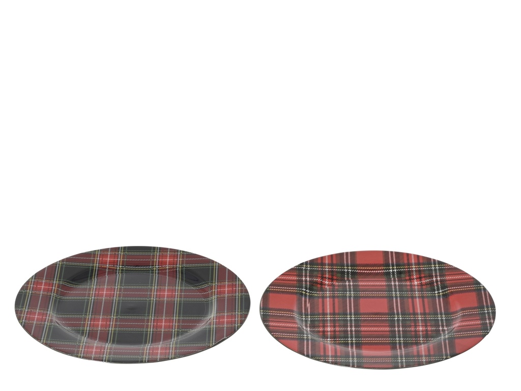 SOUS-ASSIETTE EN PLASTIQUE - MOTIFS CARRES - 2 ASSORTIMENTS - PRIX UNITAIRE -  33.00 cm dia. - 1.50 cm H