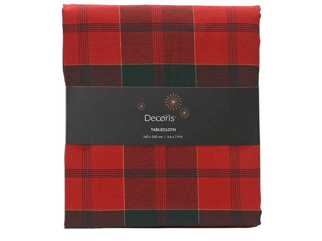 ***TABLECLOTH COTTON GREEN/RED L240.00-W140.00-H0.10cm