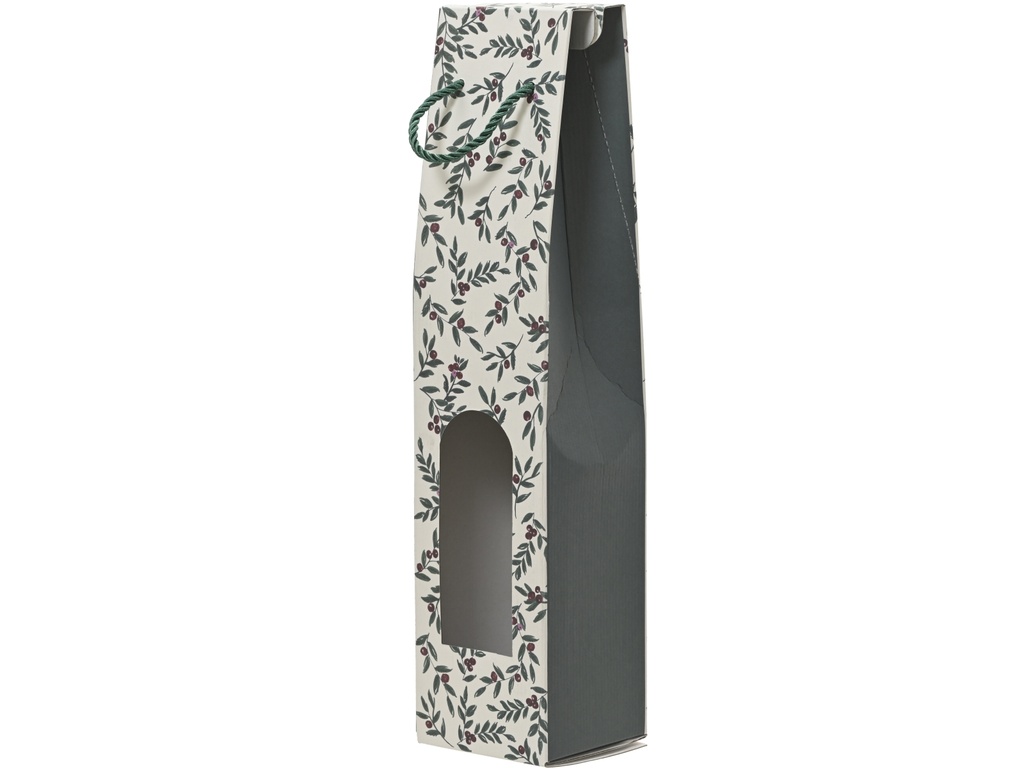 ***GIFTBAG KRAFT PAPER BERRIES GREEN/COLOUR(S) L8.80-W8.30-H38.50cm