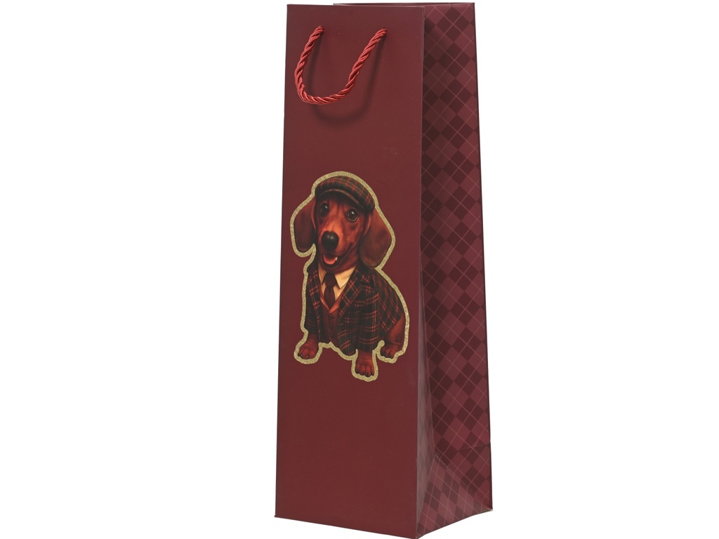 ***GIFTBAG PAPER DACHSHUND OXBLOOD/COLOUR(S) L12.00-W10.00-H36.00cm