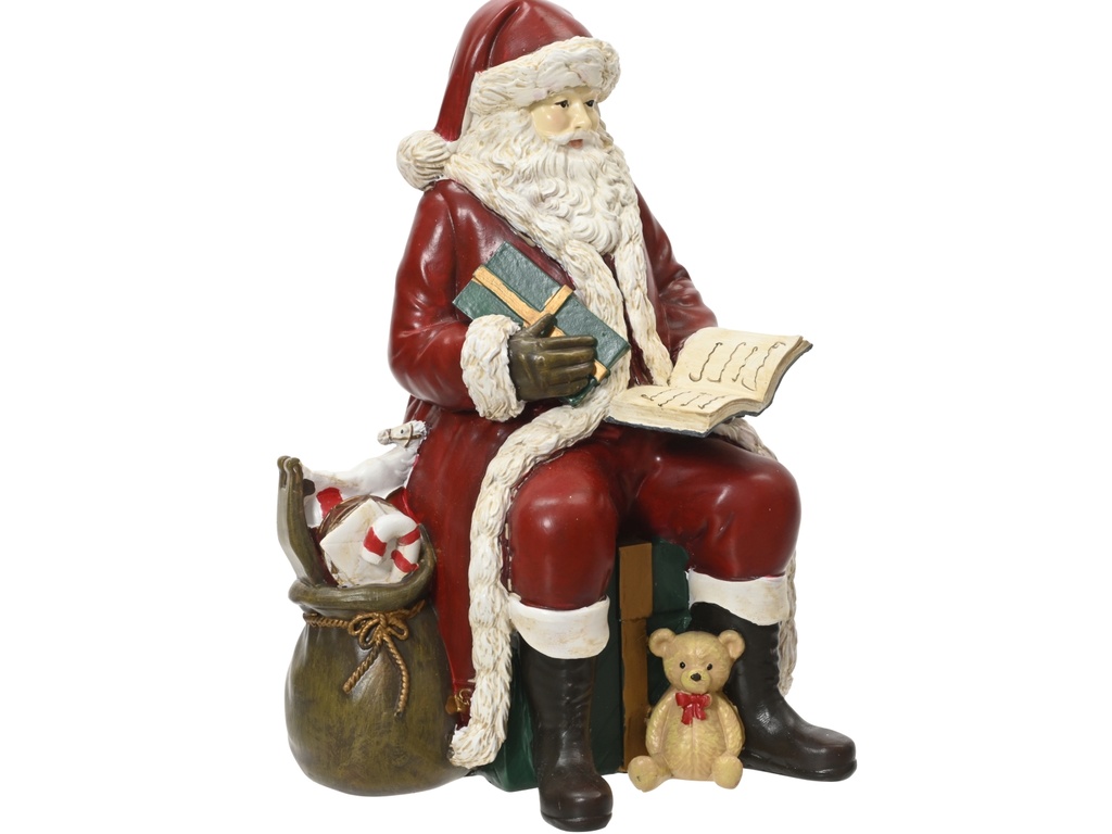 ***SANTA POLYRESIN RED/COLOUR(S) L12.60-W11.70-H18.00cm