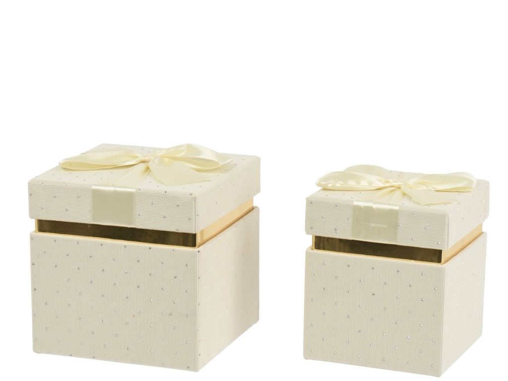 CAJAS DE REGALO DE CARTON - SET DE 2 - CREAM - L15.50-W15.50-H15.50cm  / L12.50-W12.50-H14.50cm