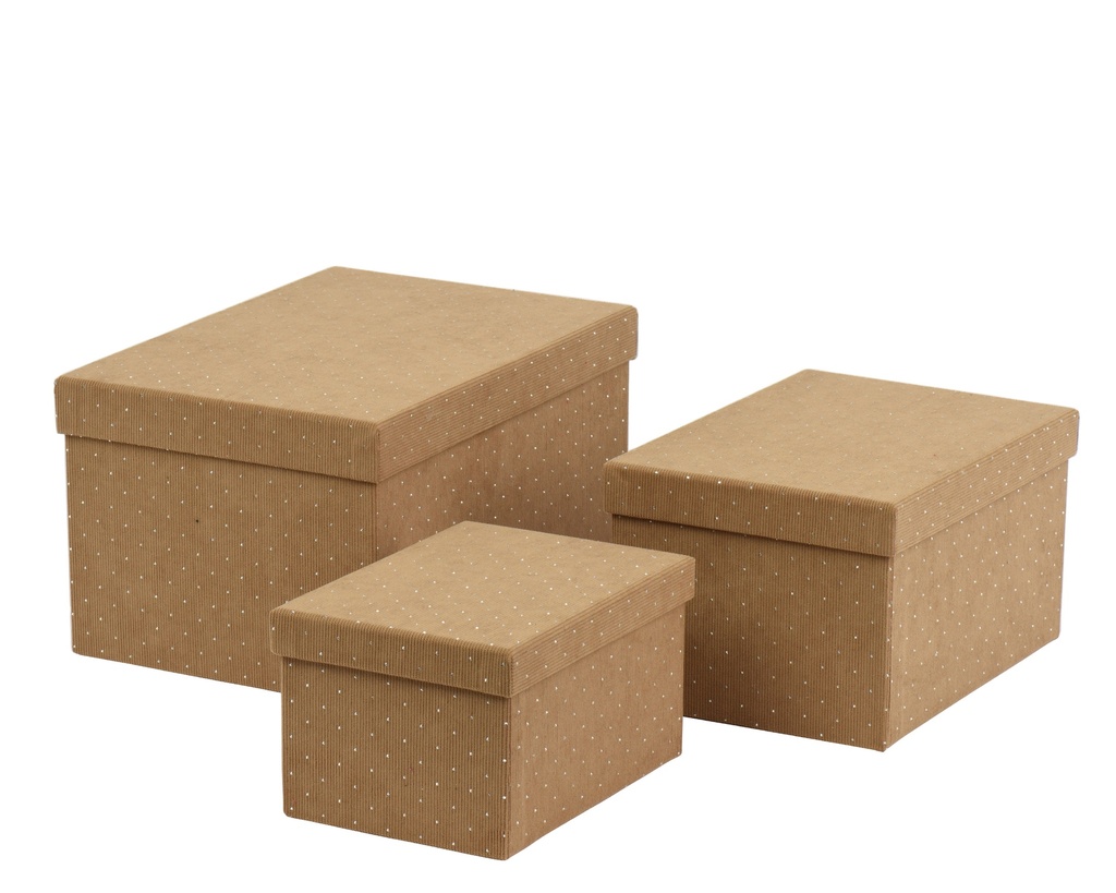 CAJAS DE REGALO - SET DE 3 - BEIGE L34.50-W24.00-H18.50cm  / L28.00-W20.00-H15.50cm  / L22.00-W16.00-H12.50cm