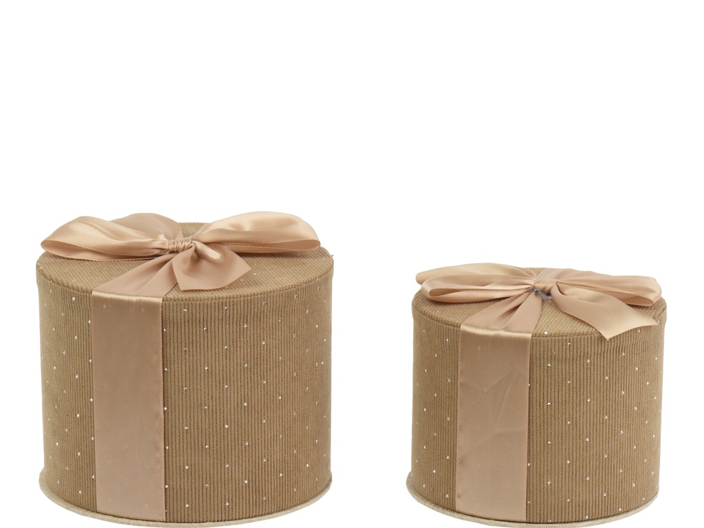 ***GIFTBOX CARDBOARD BEIGE dia16.00-H13.00cm  / dia14.00-H11.00cm