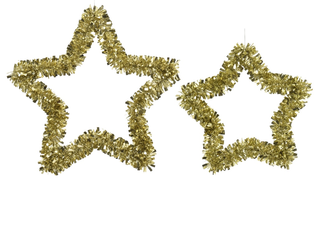 ESTRELLA TINSEL - L SIZE - 38CM - S SIZE - SET DE DOS - 30CM- WITH PLASTIC FRAME LIGHT GOLD dia38.00-H4.00cm  / dia30.00-H4.00cm