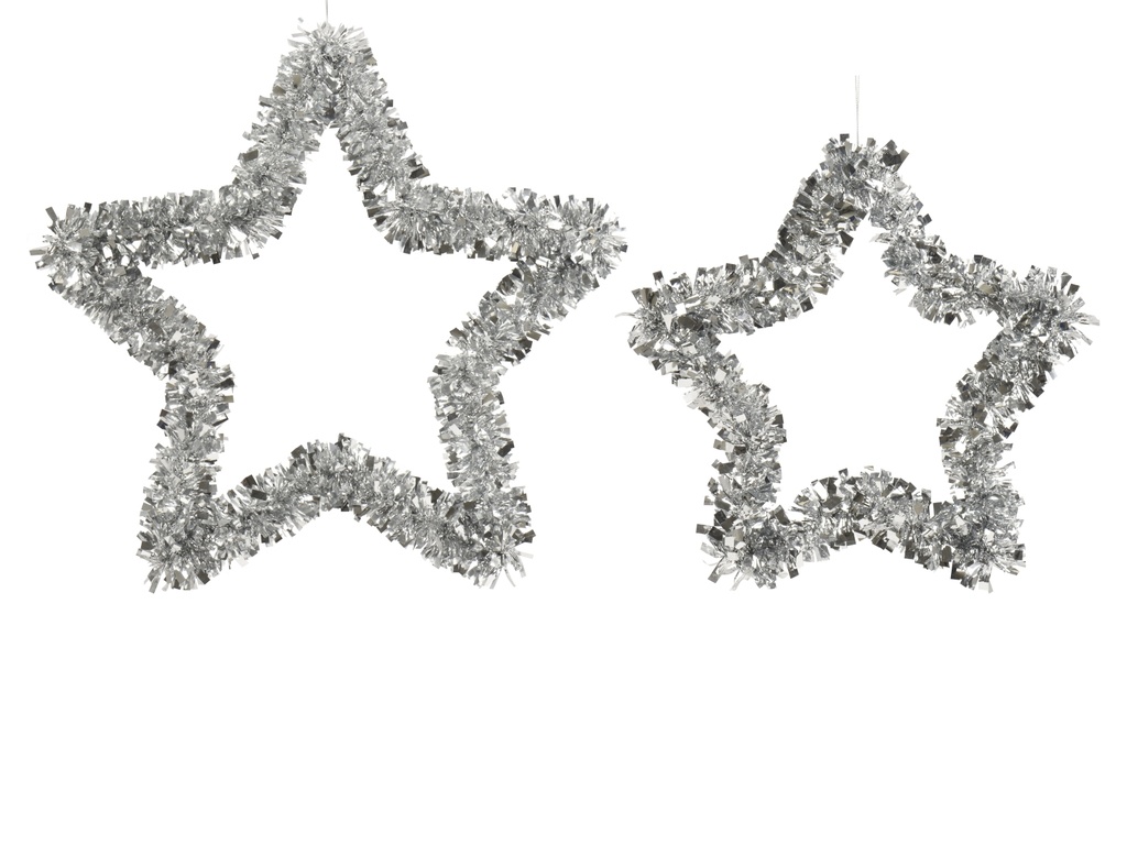 ESTRELLA TINSEL - SET DE DOS - L SIZE 38CM- S SIZE 30CM- WITH PLASTIC FRAME SILVER dia38.00-H4.00cm  / dia30.00-H4.00cm