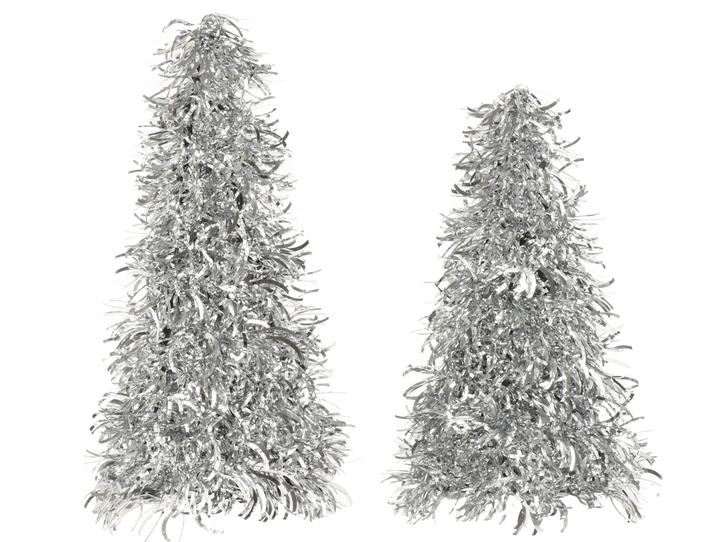 ARBOLITOS TINSEL SILVER - SET DE DOS - L11.00-W11.00-H30.00cm  / L11.00-W11.00-H25.00cm