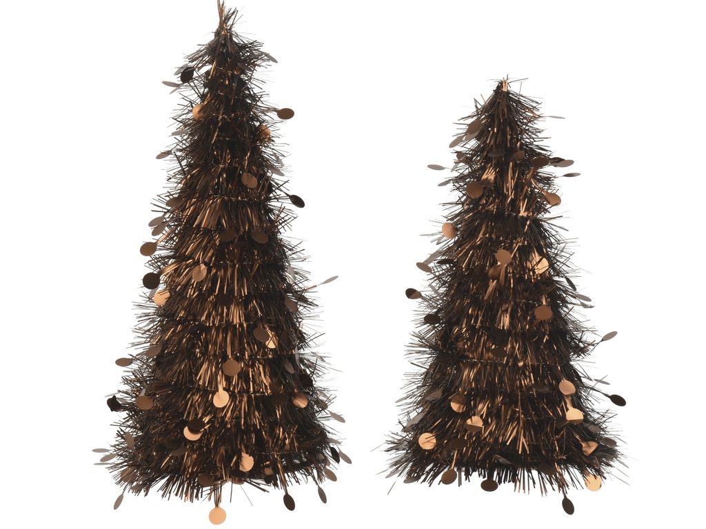 ARBOLITOS TINSEL - SET DE DOS - ESPRESSO L11.00-W11.00-H30.00cm  / L11.00-W11.00-H25.00cm