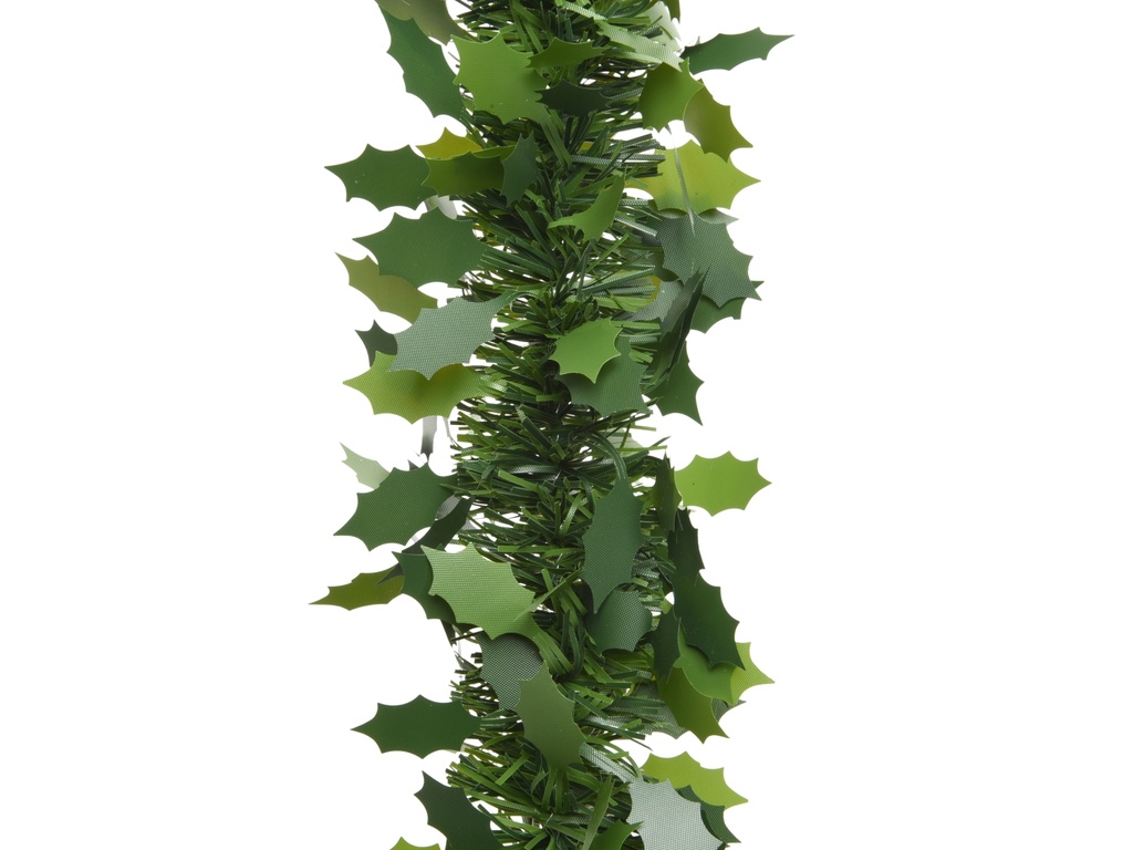 GUIRNALDA TINSEL - HOJA DE ACEBO - GREEN dia10.00-H270.00cm